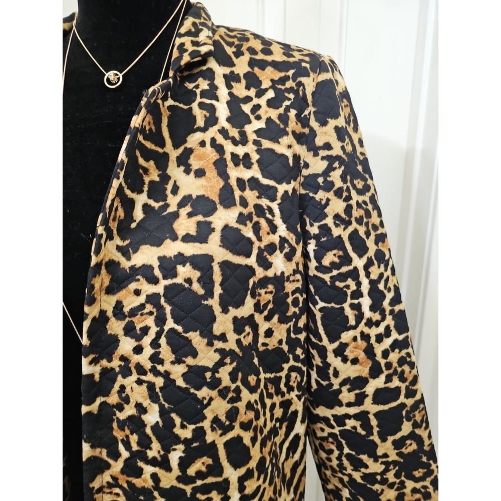 Leopard Print Womens Blazer Medium Mob Wife Career Work Wear - Picture 2 of 6